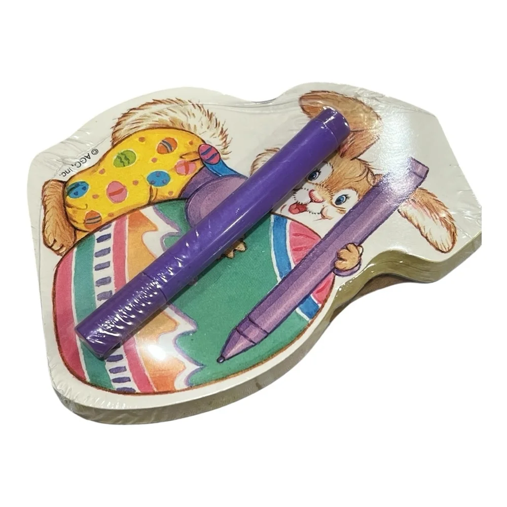 Vintage American Greetings Easter Bloomer Bunny Rabbit 100 Sheets Note Pad & Pen
